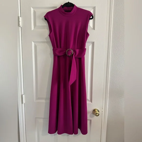 Calvin Klein Sleeveless Scuba Crepe Midi Dress - Picture 2 of 4